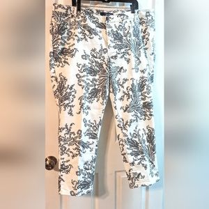 Denim White/Black Paisley Plus Size Pants 22w